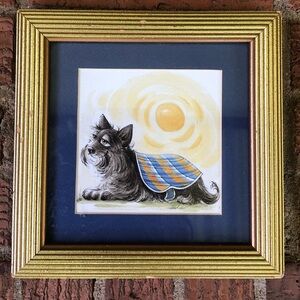 Framed Sweet Terrier Dog Print Size 8.25” x 8.25”